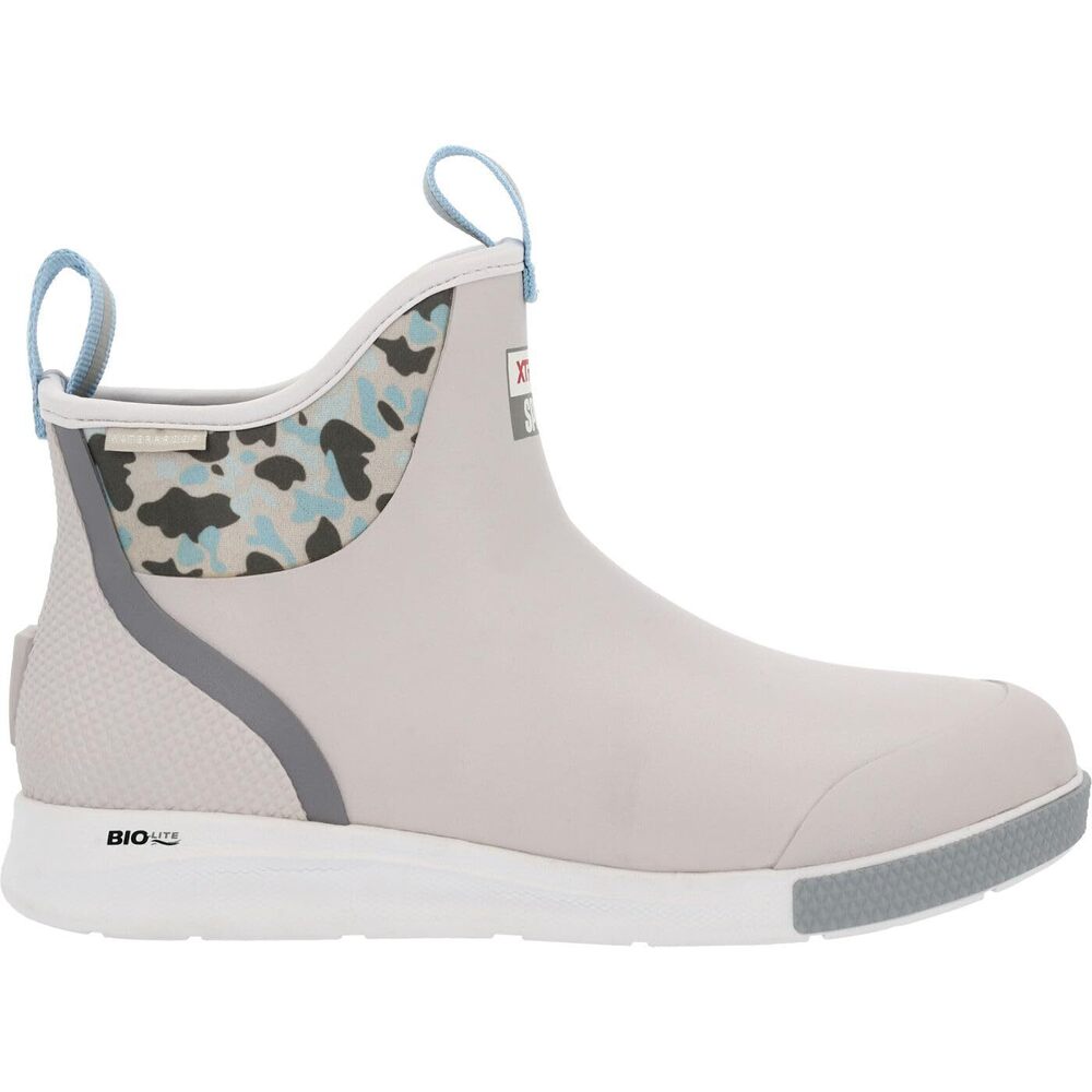XTRATUF 6” Men’s Ankle Deck Boot Sport - Size 14, Duck Camo Gray, Red, Size 14